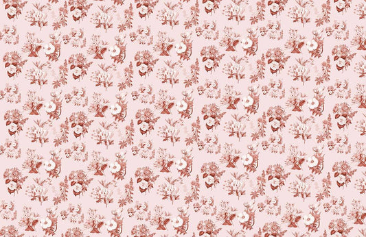 Pink Floral Custom Wallpaper Mural Art Design
