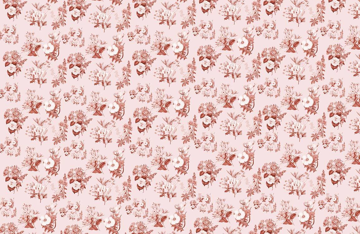 Whimsical Pink Floral Pattern Mural Wallpaper
