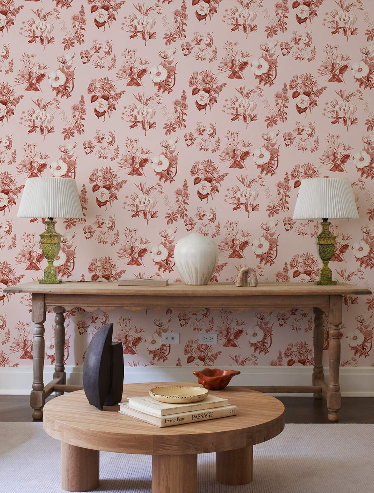 Pink Floral Wallpaper Mural Home Interior Decor