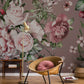 Wallpaper Mural with Pink Flower Bush for Hallway Decorations