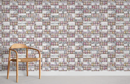 repeat pink flower pattern tile wall mural room