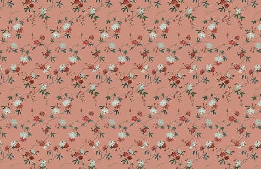 Vintage Pink Botanical Floral Mural Wallpaper