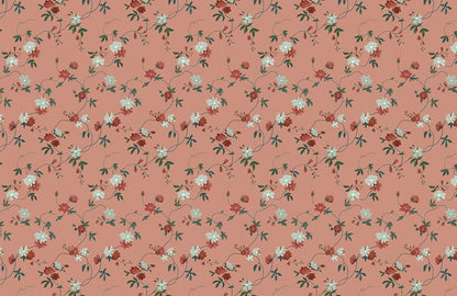 Vintage Pink Botanical Floral Mural Wallpaper