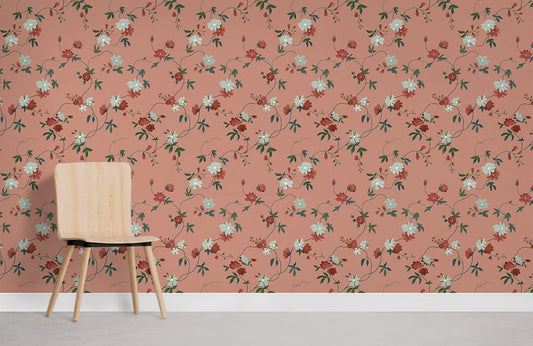 Vintage Pink Botanical Floral Mural Wallpaper