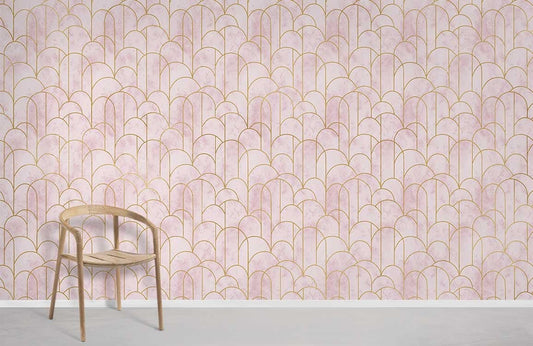 Pink Geometric Arch Pattern Mural Wallpaper
