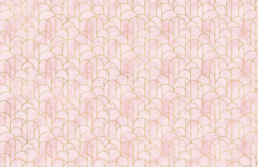 Pink Geometric Arch Pattern Mural Wallpaper