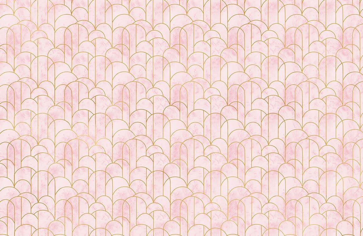 Pink Geometric Arch Pattern Mural Wallpaper