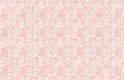 Pink Geometric Arch Pattern Mural Wallpaper