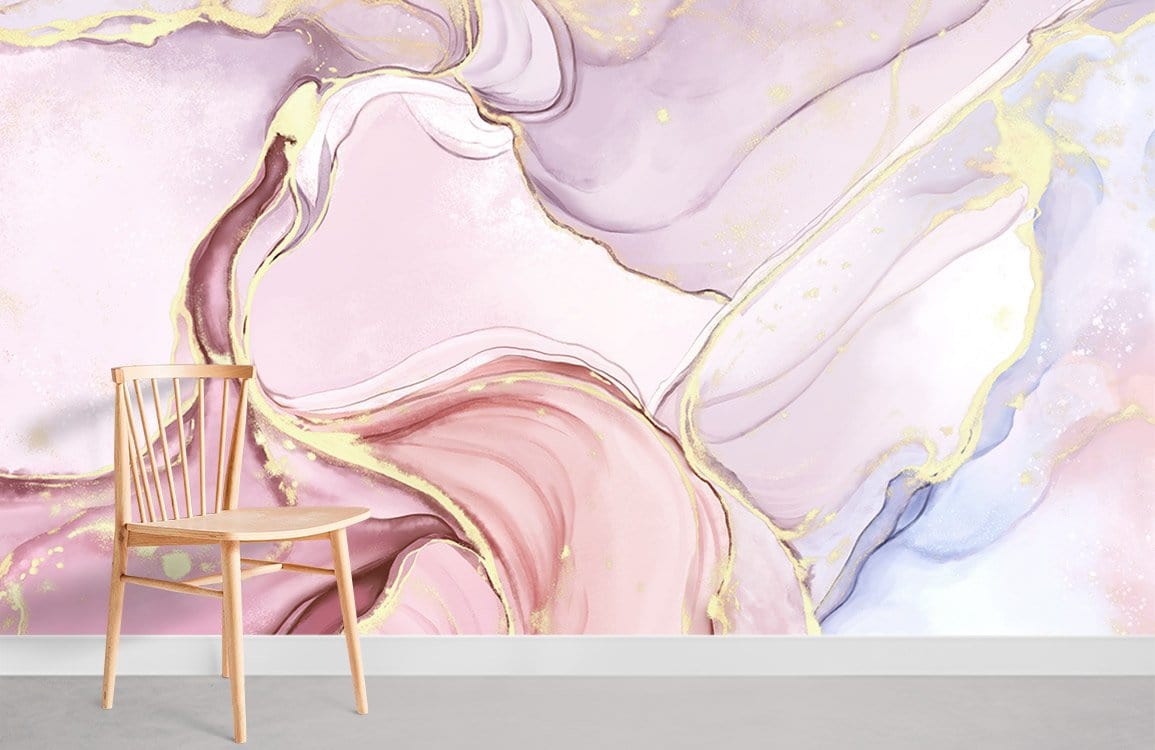 Elegant Pink Gold Abstract Mural Wallpaper