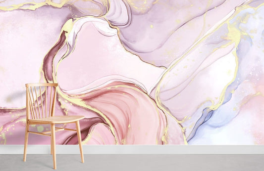 Fluid Pink Marble Wallpaper Mural