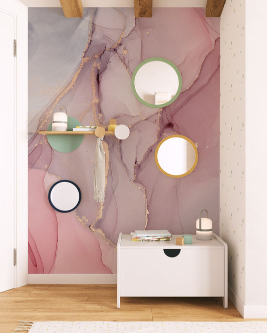 Mystic Jungle Watercolor Mural Wallpaper in entryway