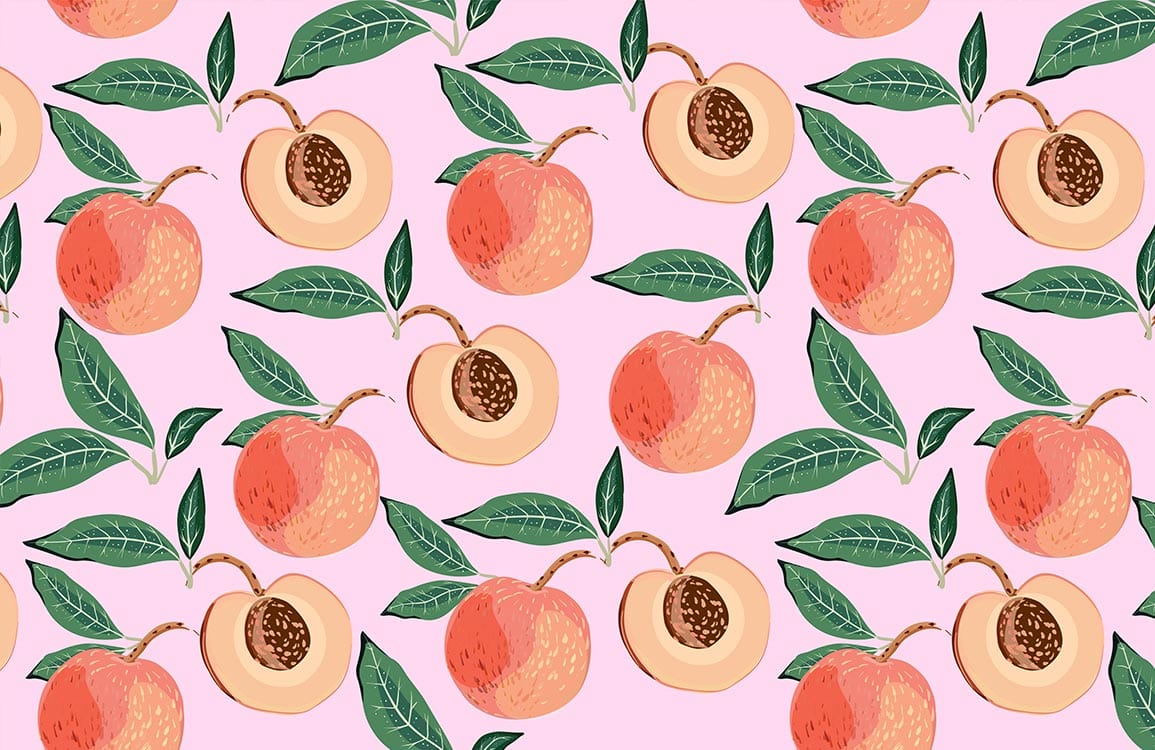 Peach Fruit Botanical Kitchen Mural Wallpaper