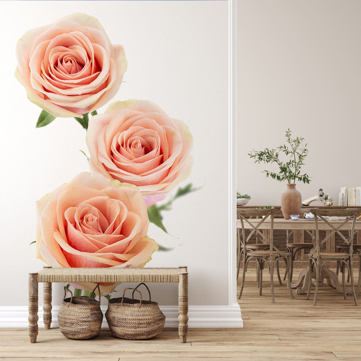 Pink Rose Blossom Flower Custom Room Decoration Idea 