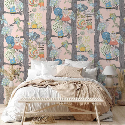 playing squirrels wallpaper mural for room decor