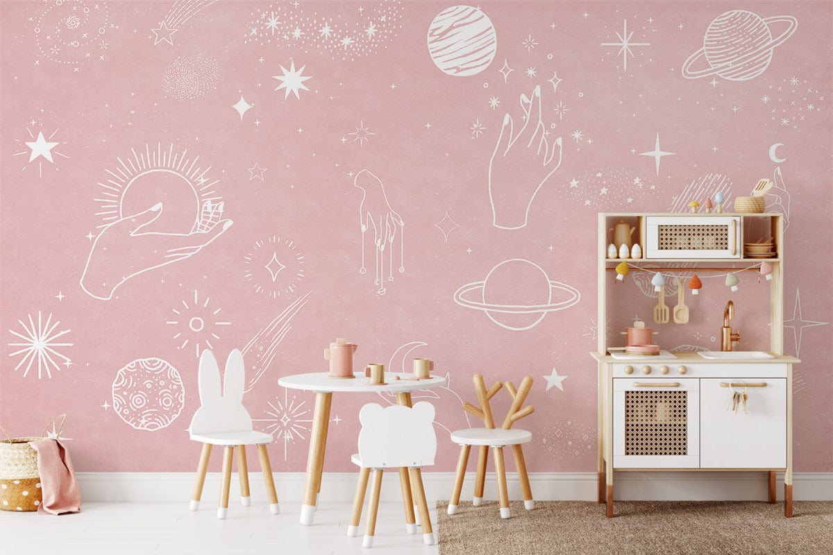 Pink Star Wallpaper Home Interior For Kid's Room