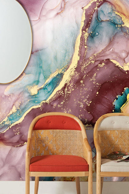 custom marble wallpaper accent wall for cozy vibe