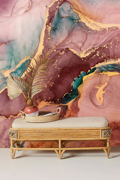 bright colorful marble mural for lounge interior decoration