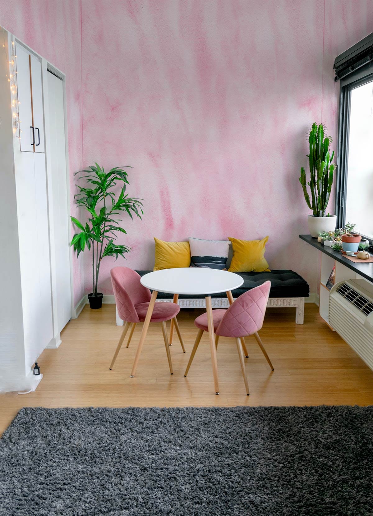 Pink Watercolour effect Wallpaper Mural for living room