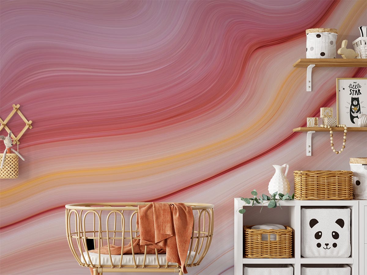 Pink Streamline wave Wallpaper Mural for bedroom