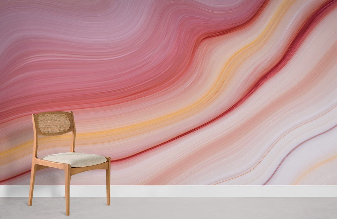 Pink Streamline wave Wallpaper Mural for room decor