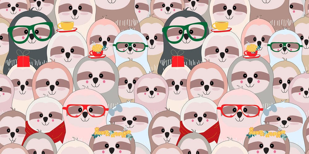 Cute sloths in a variety of outfits wall decor for the house