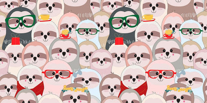 Cute sloths in a variety of outfits wall decor for the house