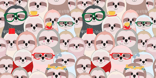 Cute sloths in a variety of outfits wall decor for the house