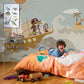 Pirate on the Ocean Cartoon Mural Wallpaper for the Decoration of Children's Rooms