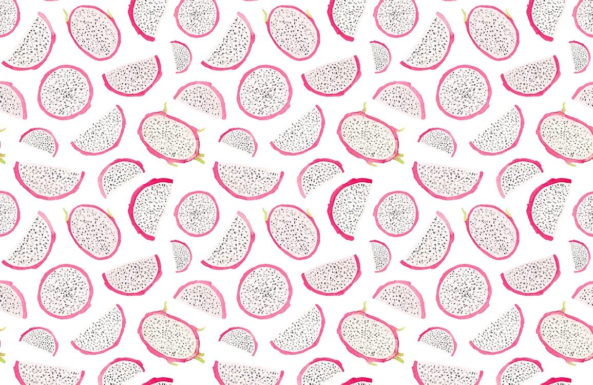 Pink Whimsical Dragon Fruit Mural Wallpaper