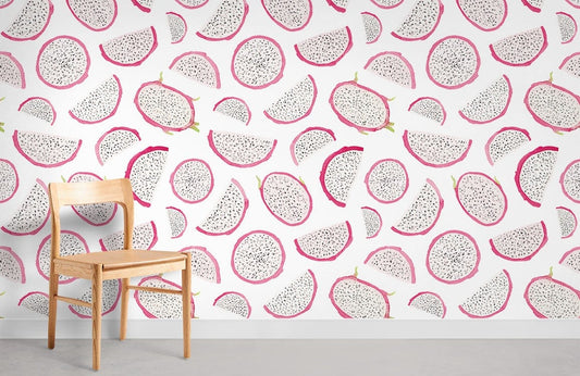 Pitaya Pattern Fruit Wallpaper Room