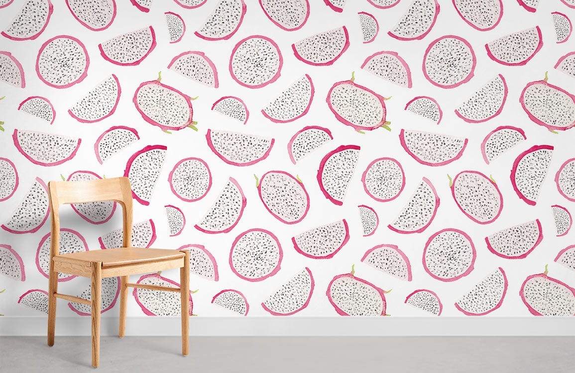 Pitaya Pattern Fruit Wallpaper Room