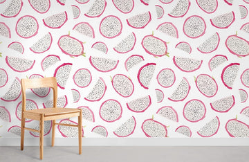Pink Whimsical Dragon Fruit Mural Wallpaper