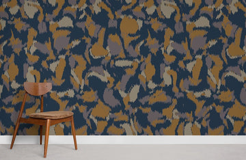 Abstract Navy Gold Brushstroke Mural Wallpaper