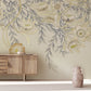 Wallpaper mural with pastel flowers for use as decoration in the hallway