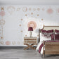 Wallpaper mural with a planet art pattern for use in decorating bedrooms