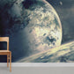 Planet on deep Space Wallpaper mural for room decor