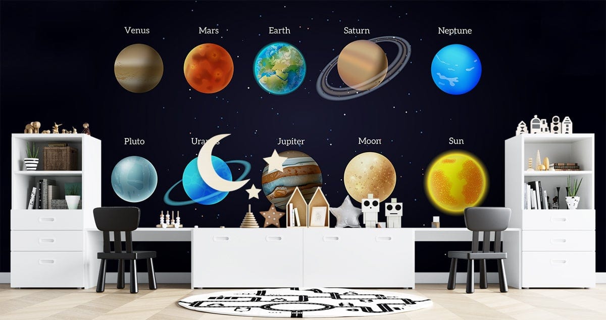 Planets In Solar Customized Wallpaper Design
