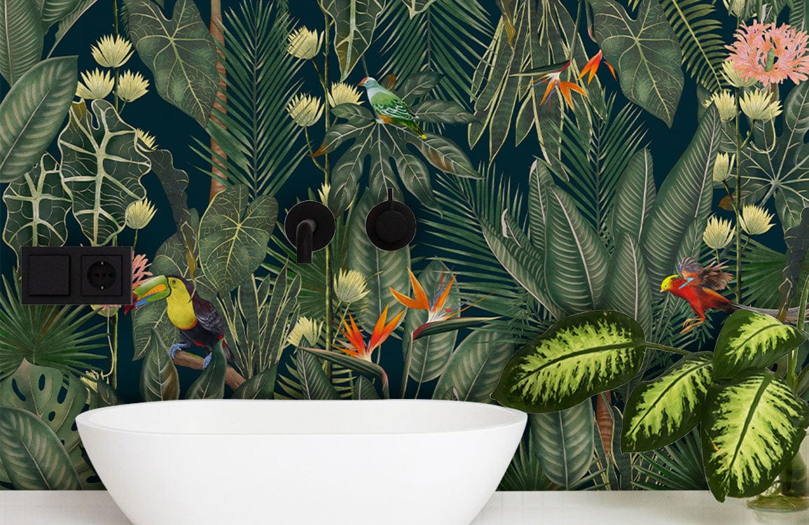 jungle forest wall mural home interior design