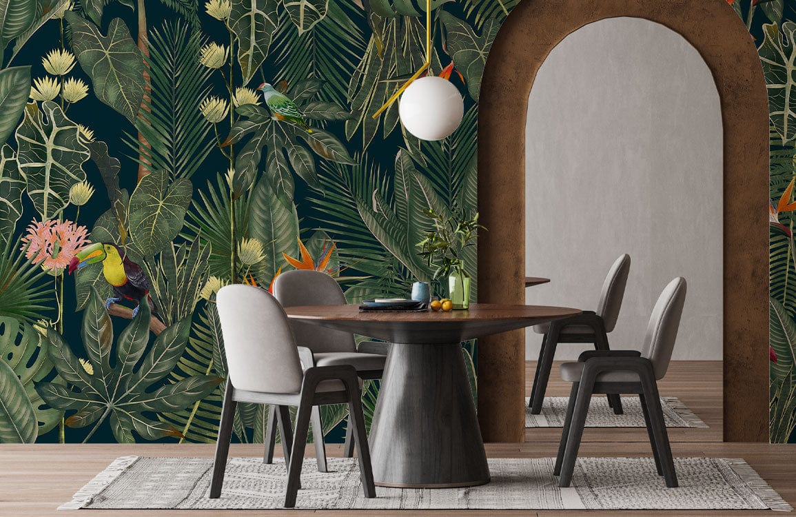 jungle forest wall mural dining room decor