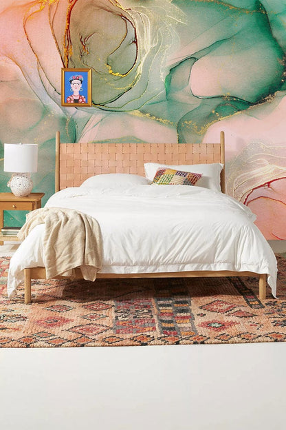 bright marble wallpaper mural bedroom feature wall art decor design