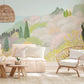 Pastel Spring Blossom Scenic Mural Wallpaper in living room