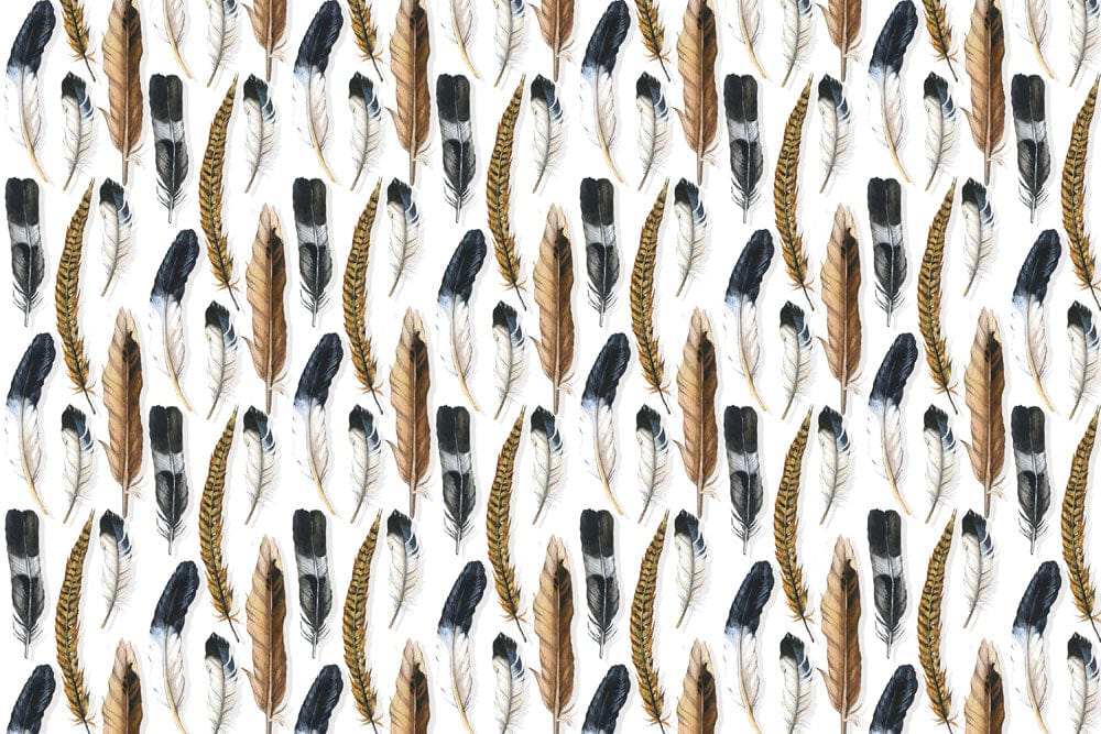 Bohemian Feather Pattern Bedroom Mural Wallpaper