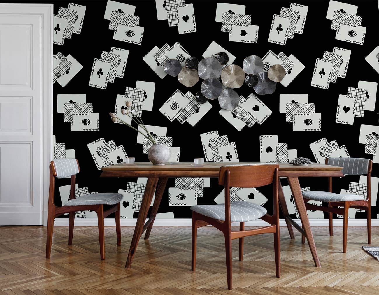 humorous and interesting wall mural painting with retro poker effect