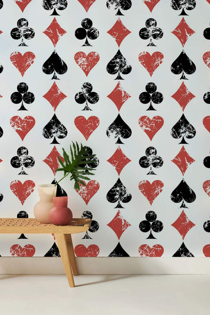 wallpaper with a vintage design in the bathroom