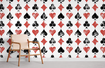 Red and Black Playing Cards Mural Wallpaper