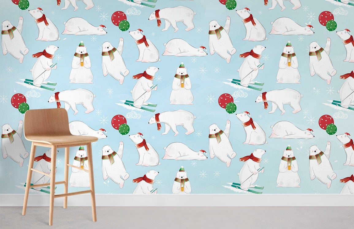 Exercising Polar Bear Animal Wallpaper Room