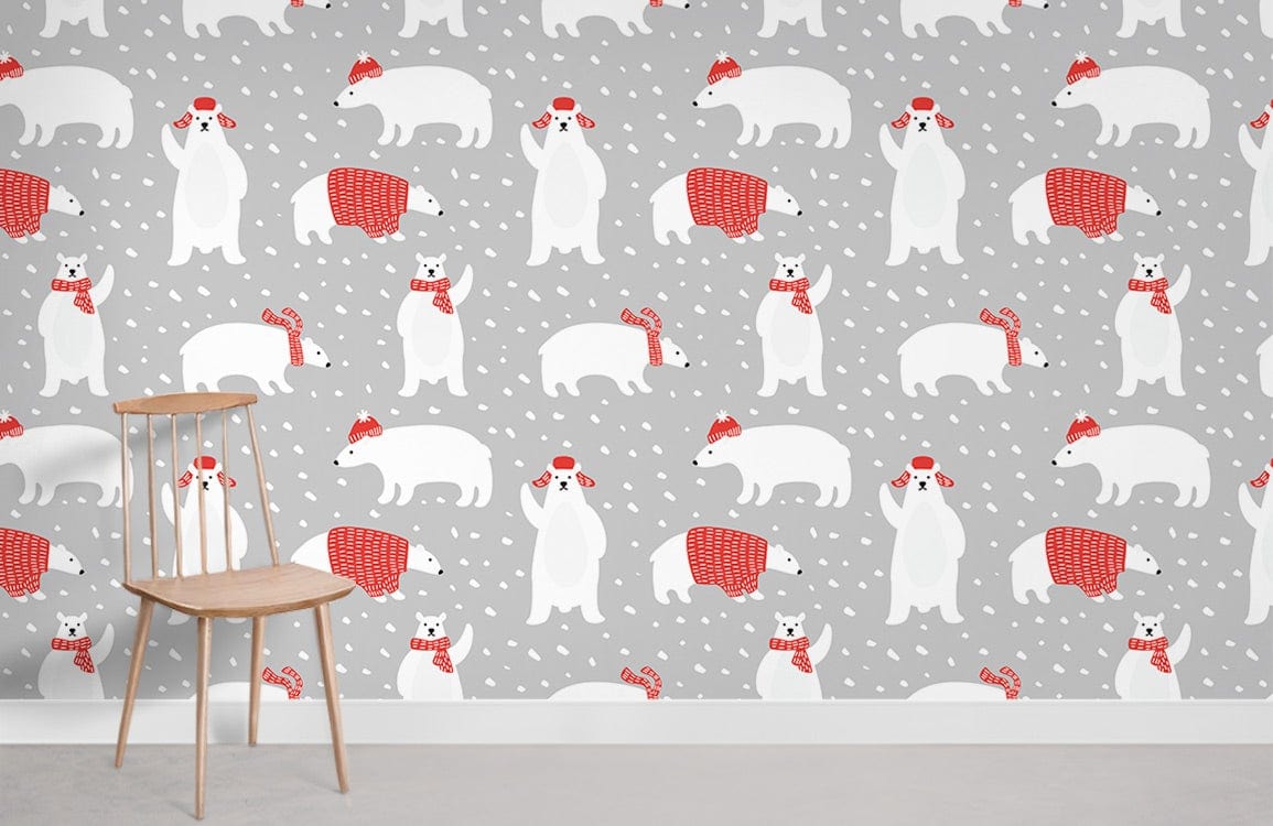 Polar Bear Animal Mural Wallpaper Room