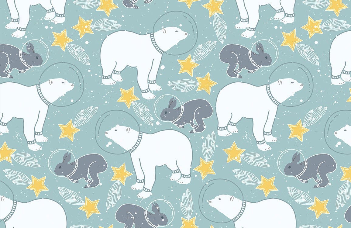 Polar Bear Rabbit Animal Wallpaper Home Decor