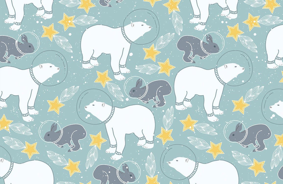 Whimsical Arctic Animal Themed Mural Wallpaper