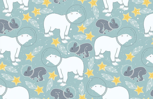 Polar Bear Rabbit Animal Wallpaper Home Decor